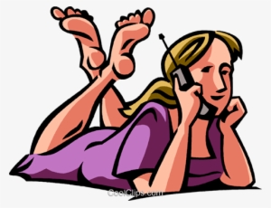 Girl Talking On A Cell Phone Royalty Free Vector Clip - Parts Of The House Exercises #2585703