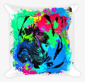 Boxer Colorful Splash Paint Decorative Pillow - Painting #2587727
