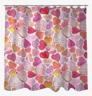 Seamless Pattern With Watercolor Heart - Curtain #2590526
