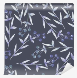Seamless Pattern With The Blue Berries, Hand Drawn - Watercolor Painting #2595239