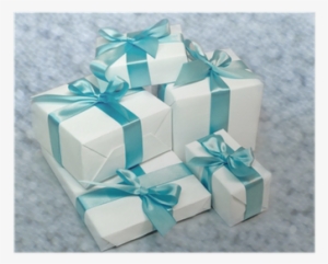 Cute White Gift Boxes With Blue Ribbon Poster • Pixers® - Ribbon #2595655