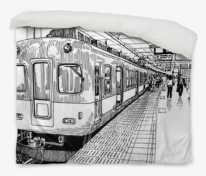 Japan Metro Train Station Platform In Osaka Drawing - Train Station Drawing #2598355