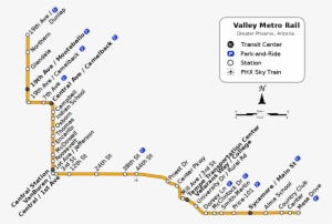 The Valley Metro Light Rail System Map Showing All - Phoenix Light Rail Map 2017 #2598756