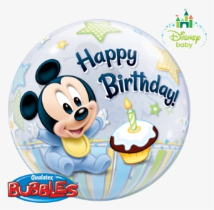 22" Mickey Mouse 1st Birthday Bubble Balloon - Baby Mickey Mouse 1st Birthday Balloons #2599058