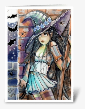 Spooked Little Witch, Greetings Greeting Card - Greeting Card #262881