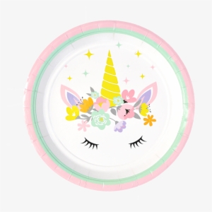 Unicorn Party Plate 9 Inch Dinner Plate Set Of - Rosto De Unicórnio #262968