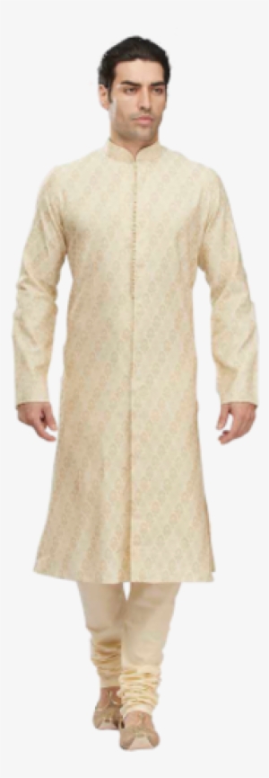 Mens Biscuit Colored Cotton Kurta - Kurta For Men Buscit Color #2600009
