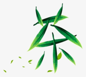 Green Leaf Art Tea Font Design - 茶 素材 #2601515
