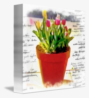 Watercolor Pot Of Tulips By Elizabeth Mix - Flowerpot #2602144
