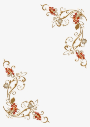Golden Floral Border Png Photo - 花 装飾 イラスト フリー #2602330