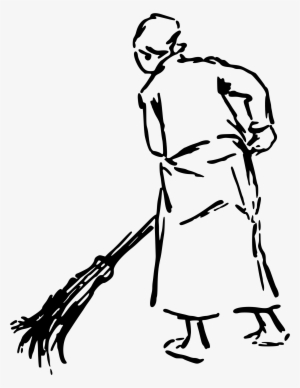 Cleaning Finger Clip Art - Drawing Of A Woman Sweeping #2602590
