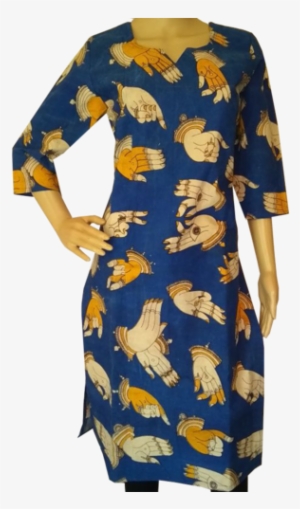Aartyz Blue Mudra Print Kalamkari Kurti - Kalamkari Kurtis With Mudra #2603126