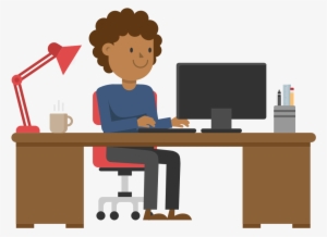 Open - Man Working On Computer Vector Png #2604969