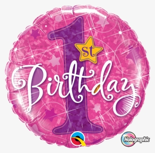 1st Birthday Pink Foil - 1st Birthday Balloons Png #2606014