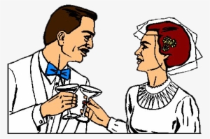 Svg Black And White Groom And Bride Clipart - Wedding Reception Transparent Cartoon Png #2606628