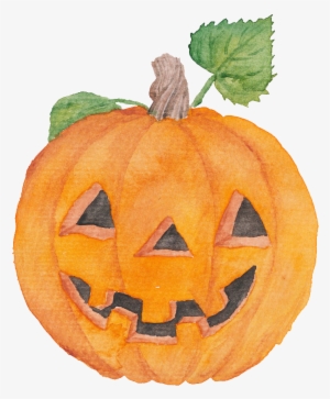 Orange Hand Painted Smiley Pumpkin Halloween Transparent - Pumpkin #2606663
