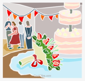 Wedding Reception And Wedding Cake Royalty Free Vector - Hochzeitsfeier Clipart #2606836