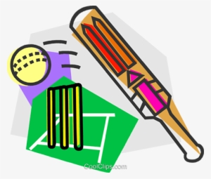 Cricket Ball And Bat Royalty Free Vector Clip Art Illustration - Sports In India #2607018