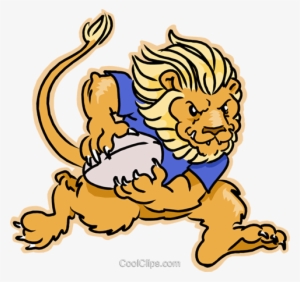 Playing Royalty Free Vector Clip Art Illustration - Cartoon Lion With Football #2607056