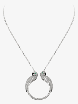 Cartier Lovebirds Motif Necklace White Gold Emerald - Necklace For Girls Png #2607628