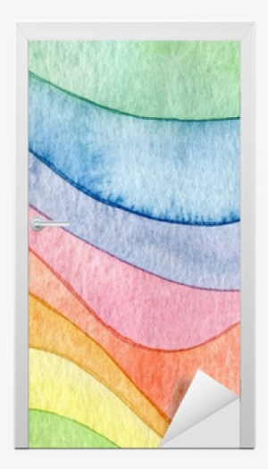 Abstract Wave Watercolor Painted Background Door Sticker #2608686