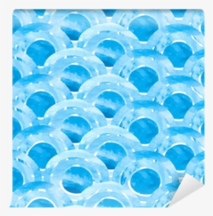 Watercolor Blue Abstract Waves - Circle #2608733