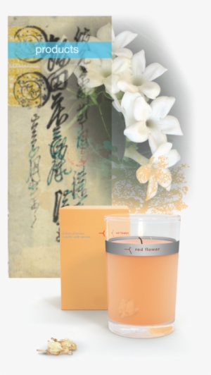 Indian Jasmine Petal Topped Candle - Red Flower Indian Jasmine Petal Top Candle #2609053