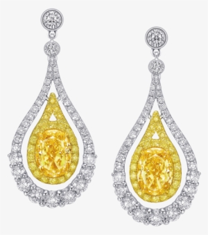 Fancy Intense Yellow Oval Shaped Earrings - Earring #2610756