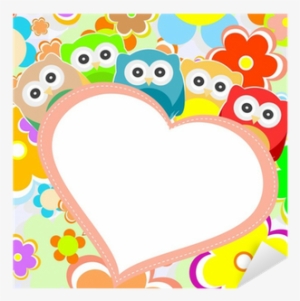 Owls, Flowers And Valentines Heart In Frame - Molduras De Corujas #2612208