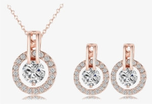 Jeminee Jewellery Angelina Rose Gold Crystal Necklace - Rose Gold 18k Necklac #2612452