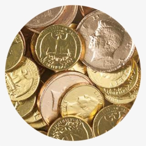 Gold Foiled Milk Chocolate Half Dollar & Quarter Coins - Dollar Chocolate #2612891