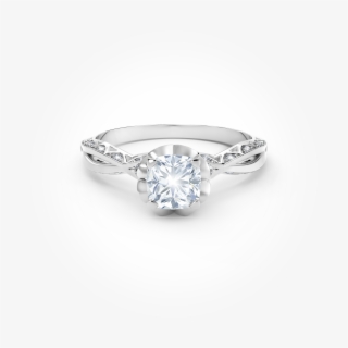 White Gold Halo Diamond And Moissanite Engagement Ring #2612923