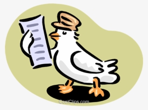 Pigeon Reading Message Royalty Free Vector Clip Art - Bricon #2613789