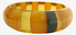 Laminated Bakelite Bracelet, Apple Juice Striped Bangle - Bangle #2614909