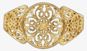 Bangle Bracelets - Filigree Design Cuff Bracelet In 14k Yellow Gold #2615049