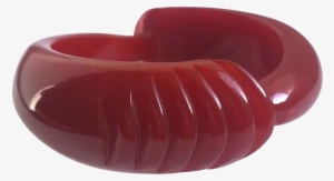 Bakelite Bangle Bracelet Carved In Red Unusual - Bracelet #2615472