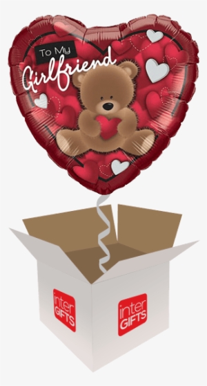To My Girlfriend Love Hearts Teddy - My Girlfriend Teddy Bear Balloon #2615709