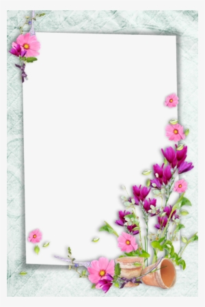 Flower And Butterfly Border Design Png Gallery - Marco De Hojas Decoradas #2616061