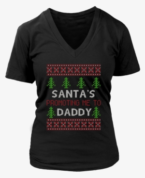 Santa's Promoting Me To Daddy Christmas Tshirt - Believe & Hope For A Cure... V-neck #2623152
