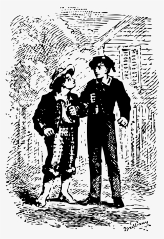 Free Vector Tom And Huck Clip Art - Tom Sawyer And Huck Finn Drawing #2624032