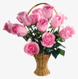 Transparent Pink Roses Basket Png Picture - Basket Of Flowers Png #2624033