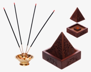 Agarbatti & Perfume Expo - Pyramid Sheesham Wood Incense Cone Box With Fretwork #2624193