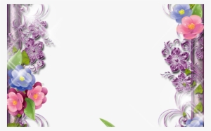 8 Png Flower Frame, Blue Flowers And Pink Blue - Pink And Purple Floral Border Png #2624485
