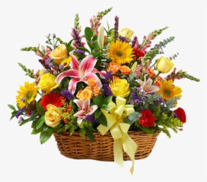 Country Roads Sympathy Basket In Houston, Tx - Flowers: Bright Flower Sympathy Arrangement In Basket #2624650