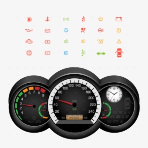 Car Speedometer Night Panel - Car Dashboard Icon Png #2625740