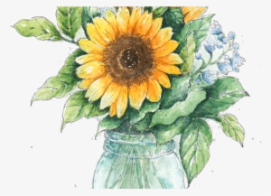 Jar Drawing Ubisafe - Sunflower Mason Jar Clipart #2626438