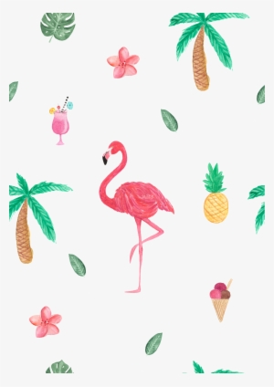 Fruit Animal Fill Background About Flamingos, Coconut - Topo De Bolo Flamingo #2626589