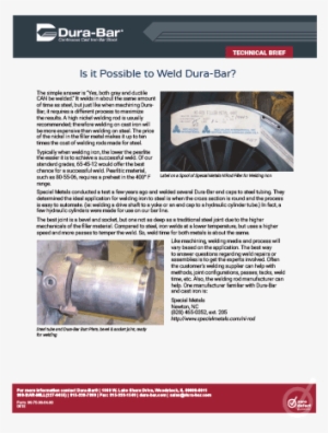 Is It Possible To Weld Dura-bar - Steel #2628312