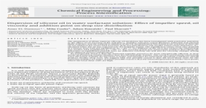 Dispersion Of Silicone Oil In Water Surfactant Solution - Mathematical Optimization #2630001