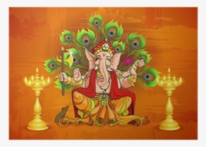 Vector Illustration Of Lord Ganesha With Diya Poster - Ganpati Bappa Morya Wishes #2630768 Vector Illustration Of Lord Ganesha With Diya Poster - Ganpati Bappa Morya Wishes #2630768